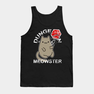 Dungeon Meowster Nerdy Gamer Cat Dice 20 DnD Tank Top